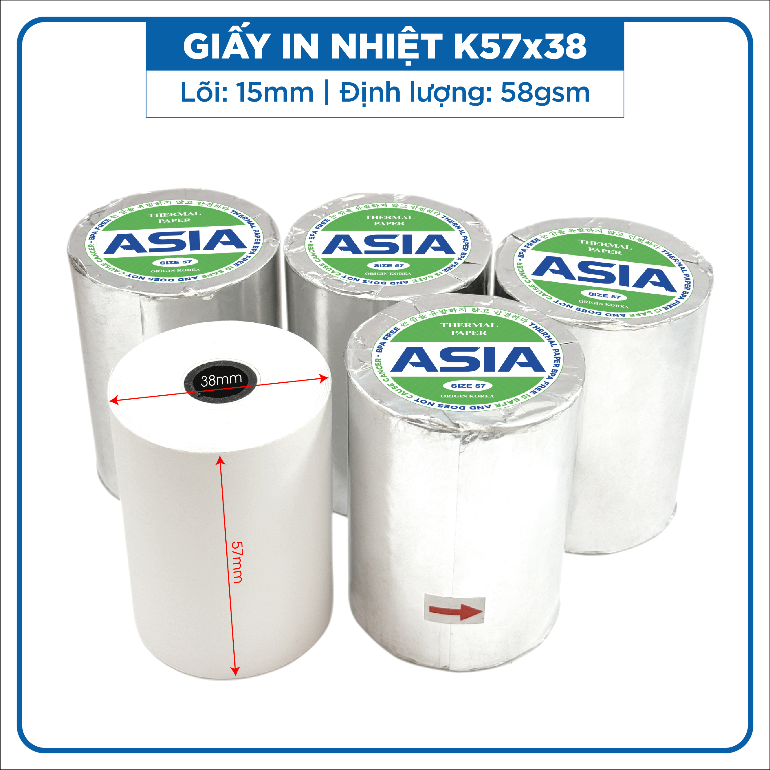 Giấy in nhiệt K57x38 Asia Xanh
