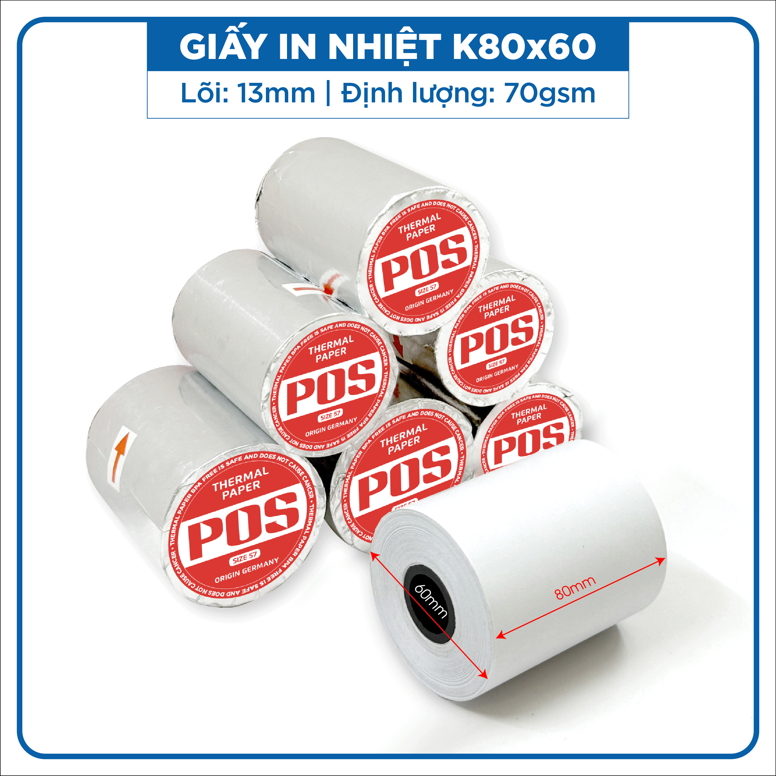 Giấy in nhiệt K80x60 POS Đỏ