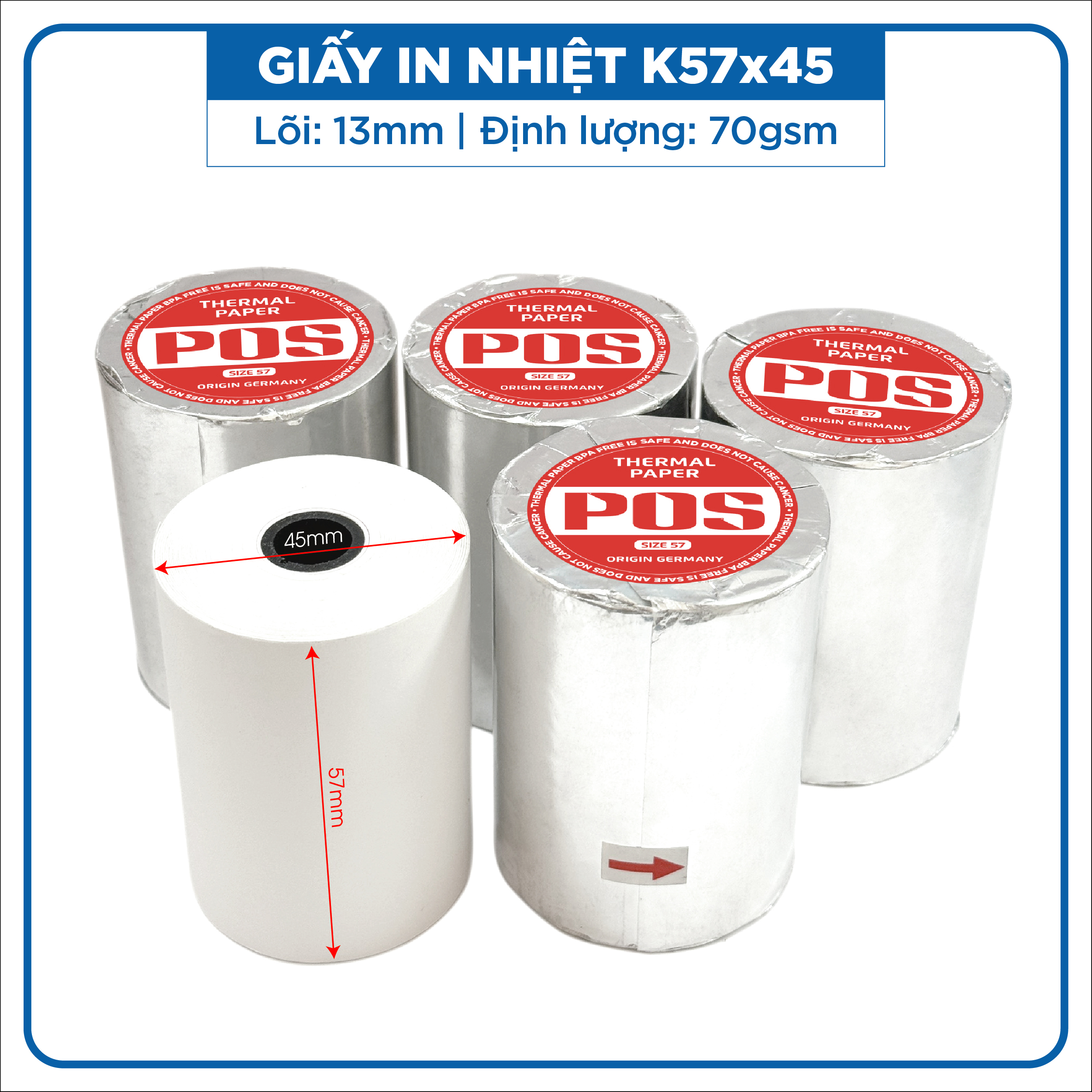 Giấy in nhiệt K57x45 POS Đỏ